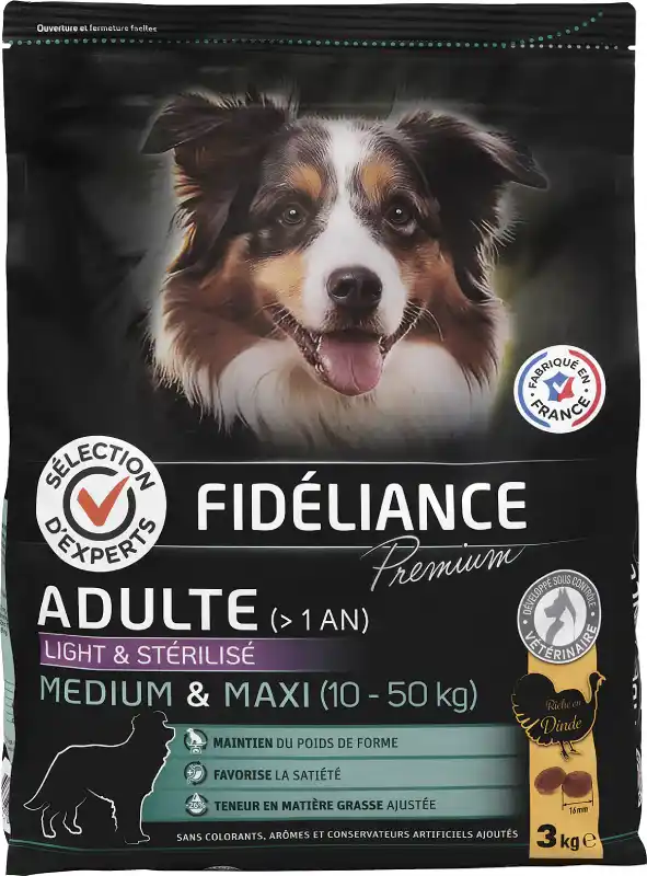 Fideliance Adulte Dinde Light & Stérilisé Medium & Maxi - Crocro Score et Analyse