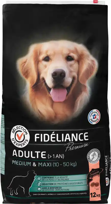Fideliance Premium Adulte Medium Maxi Saumon - Analyse et crocro score